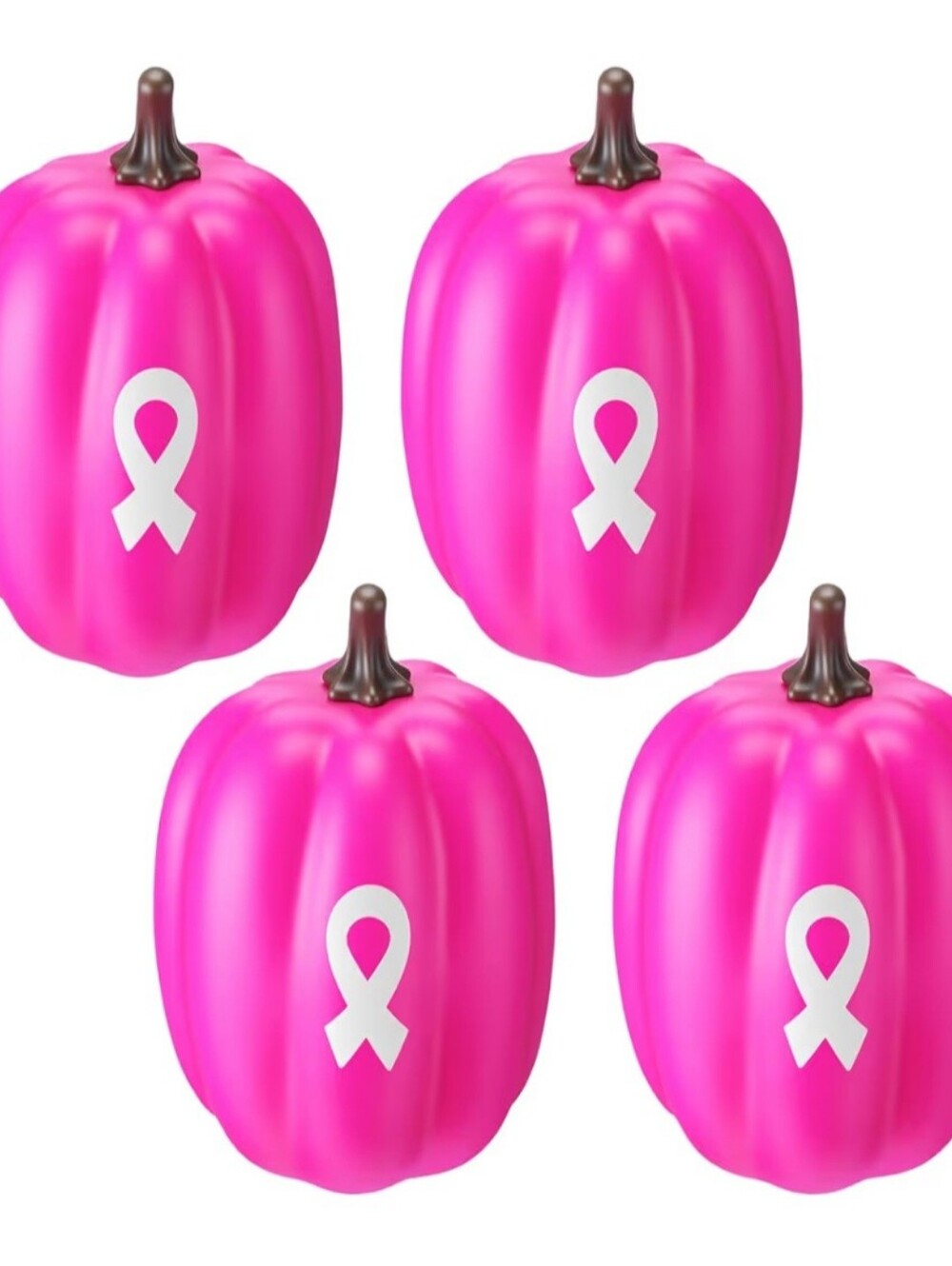 Bright Pink Awareness Pumpkins for Home Party Decor. 4 Piece Set. NEW.